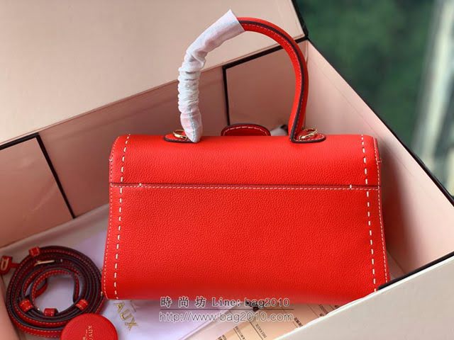DELVAUX女包 Brillant系列手袋 原廠牛皮 德爾沃女手提包 女手拎包 Delvaux單肩斜挎包 DS0028手縫火焰紅  fcs1372
